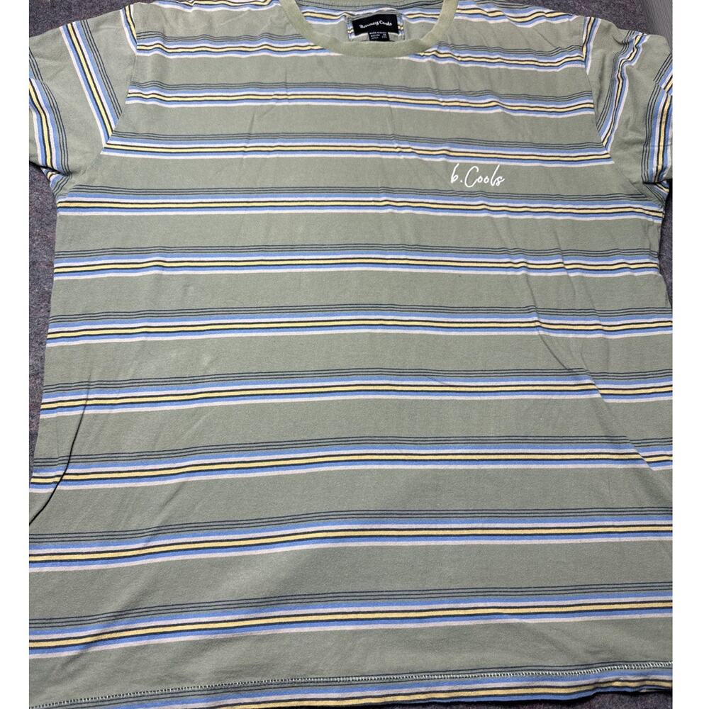 Barney Cools Casual Short Sleeve T Shirt Men's Size XL Stripe Green Surf Skater